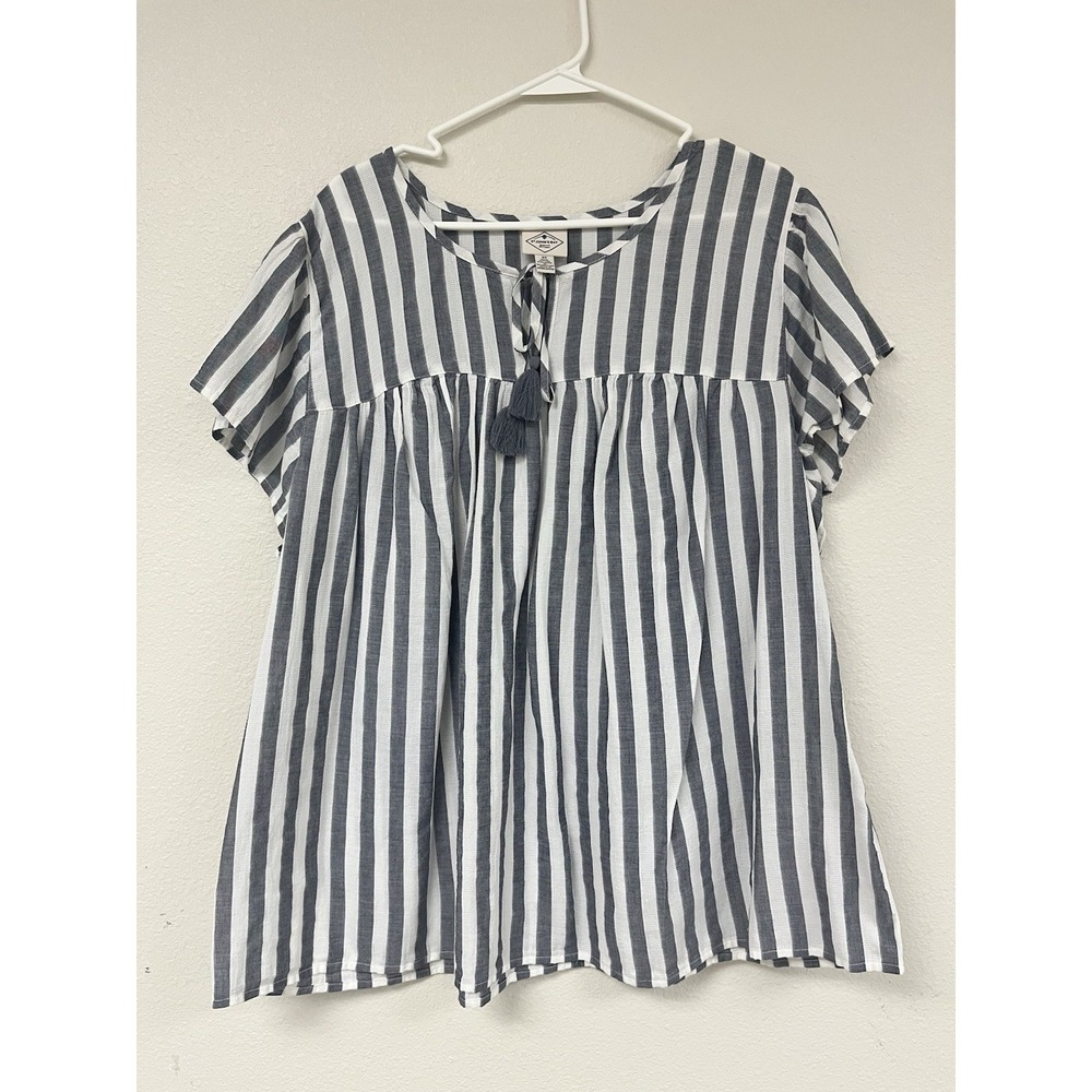 St. John's Bay Women's Striped Short Sleeved Top Size 2xl